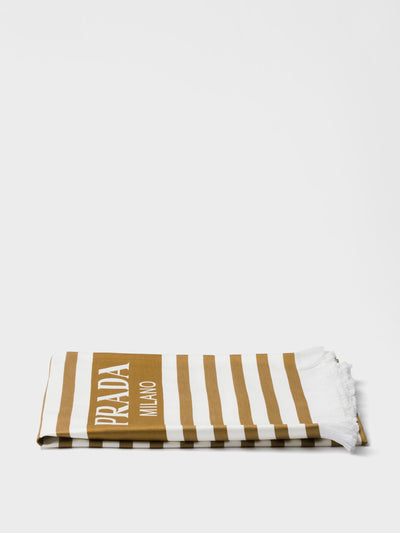 Prada Striped cotton beach towel at Collagerie