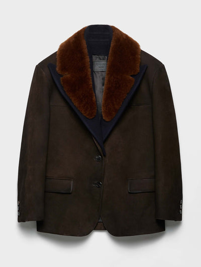 Prada Suede and shearling caban jacket at Collagerie