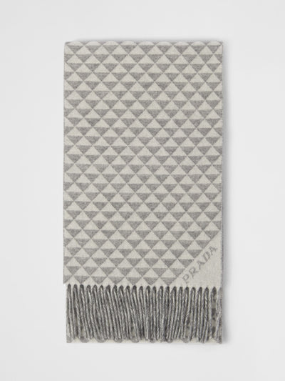 Prada Symbole double wool and cashmere scarf at Collagerie