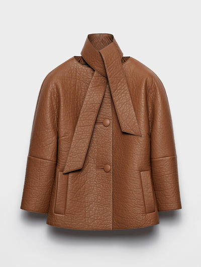 Prada Nappa leather jacket with scarf at Collagerie