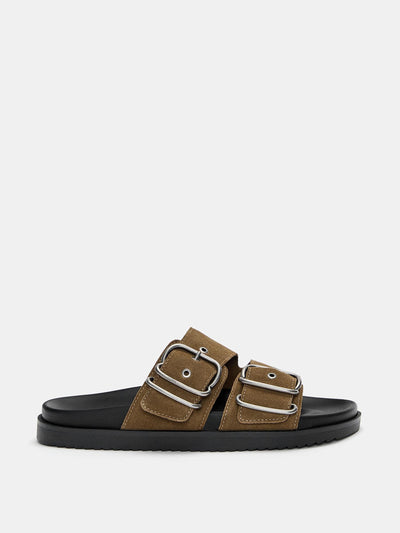 Pull&Bear Flat leather sandals with buckles at Collagerie