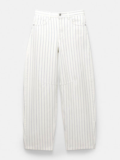 Pull&Bear Striped balloon fit trousers at Collagerie