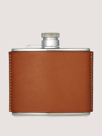 Purdey 4oz leather flask in dark brown at Collagerie