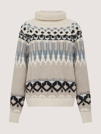 Purdey Cashmere fairisle falcon crew neck sweater at Collagerie