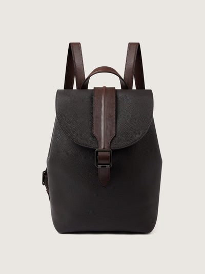 Purdey Leather Ghillie backpack in dark brown at Collagerie