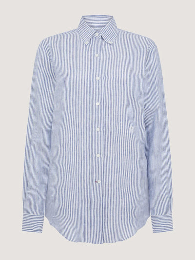 Purdey Linen oxford stripe button down shirt at Collagerie