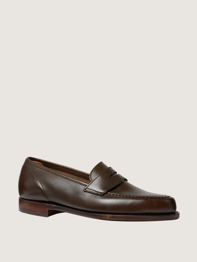 Purdey Unlined waxed penny loafers at Collagerie