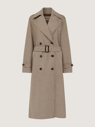 Purdey Hanover trench coat in Walnut houndstooth at Collagerie