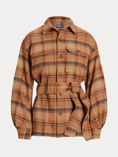 Ralph Lauren Belted wool-blend twill shirt at Collagerie