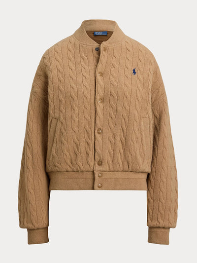 Polo Ralph Lauren Cable-knit wool-cashmere bomber jacket at Collagerie