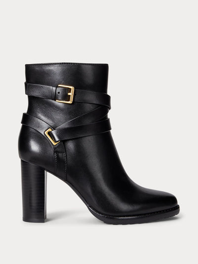 Ralph Lauren Collins burnished leather bootie heel at Collagerie