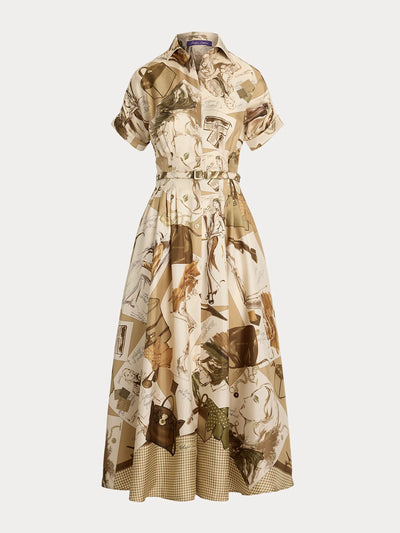 Ralph Lauren Collection Donatella diary-print twill day dress at Collagerie