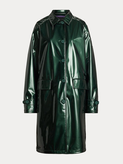 Polo Ralph Lauren Korrina synthetic patent balmacaan coat at Collagerie