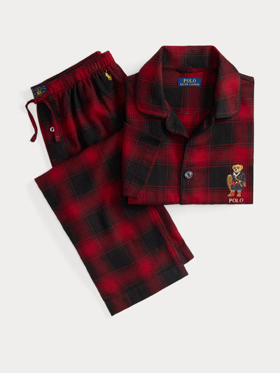 Polo Ralph Lauren Polo bear plaid flannel pyjama set at Collagerie