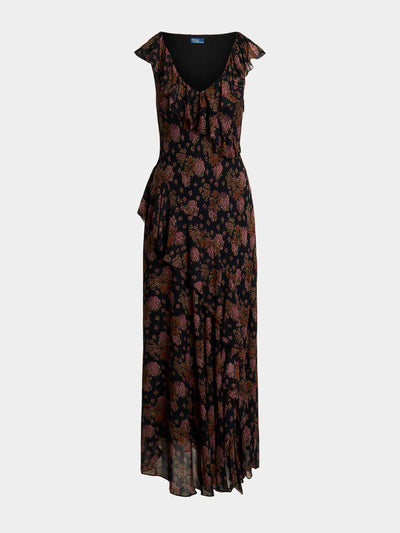 Polo Ralph Lauren Floral ruffle-trim georgette maxidress at Collagerie