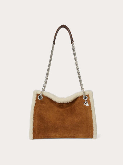 Ralph Lauren Shearling-trim medium Bradley tote bag at Collagerie