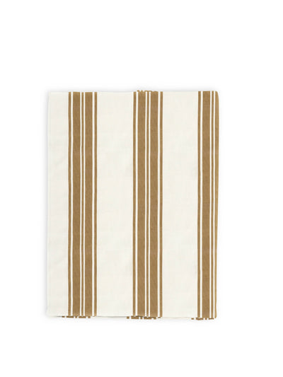 Rebecca Udall Colette striped linen tablecloth in nougat at Collagerie