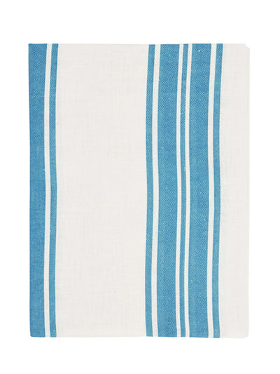 Rebecca Udall Colette striped linen tablecloth in Harbour Blue at Collagerie