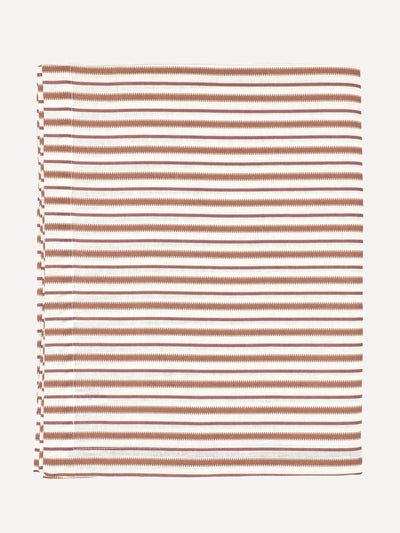 Rebecca Udall Victoria striped linen tablecloth in Dusty Rosewood at Collagerie