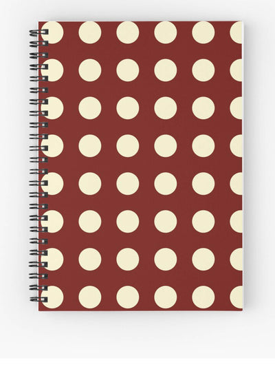 Redbubble Burgundy and cream polka dot notebook at Collagerie