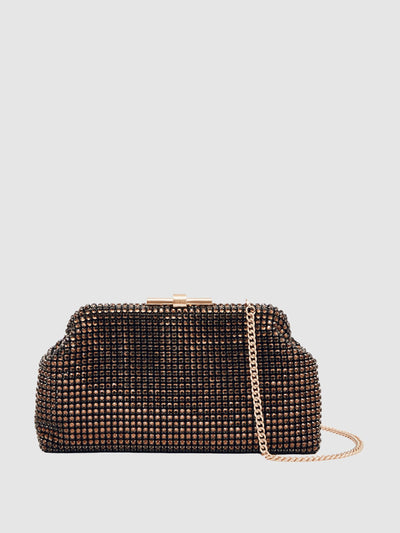 Reiss Adaline embellished clutch bag in chocolate at Collagerie