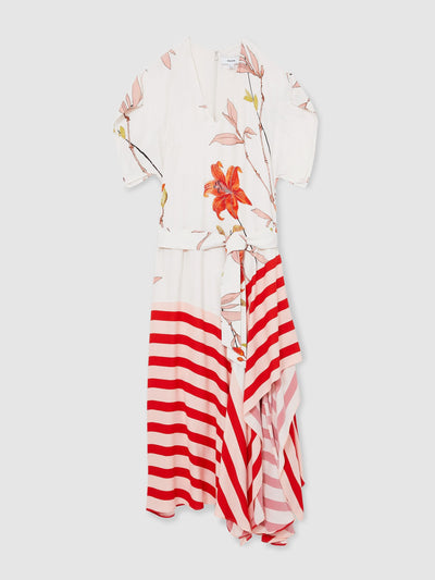 Reiss Alicia floral stripe-print maxi dress in ivory and red at Collagerie