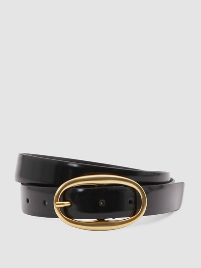 Reiss Patent leather oval buckle belt at Collagerie