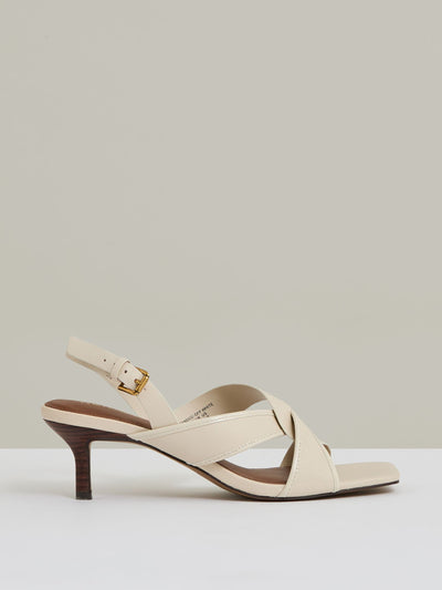Reiss Candice leather link-strap low-heel sandals in off white at Collagerie