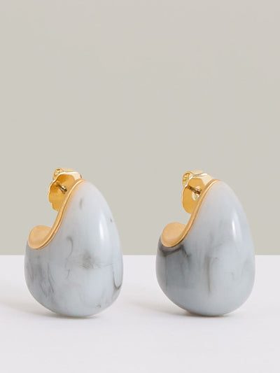 Reiss Carlotta curve marble scoop earrings in gold tone at Collagerie