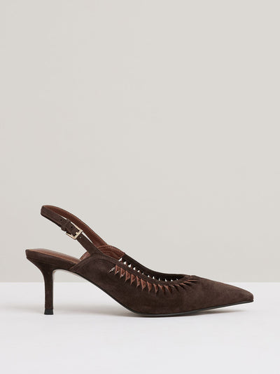 Reiss Cecily suede twist detail slingback court shoes at Collagerie