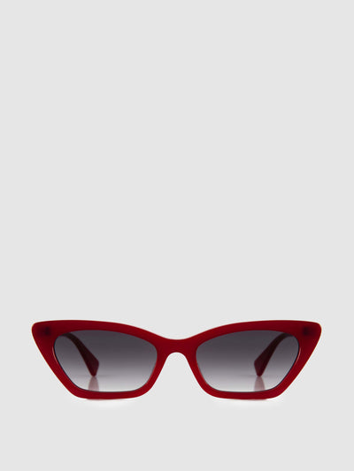 Curry & Paxton Marilyn cat-eye sunglasses in Dark Red Crystal at Collagerie