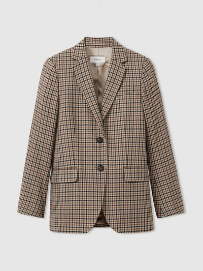 Reiss Dora wool blend checked single breasted blazer at Collagerie