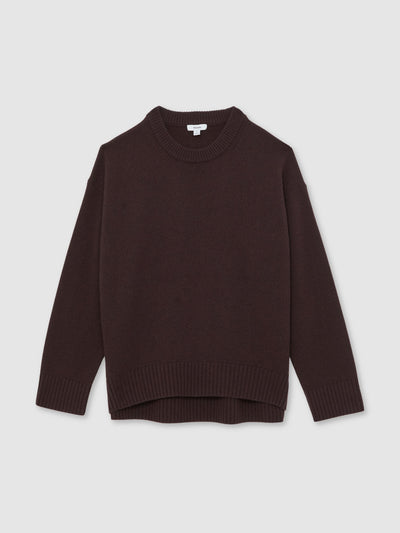 Reiss Ella wool-cashmere crew-neck jumper in plum at Collagerie