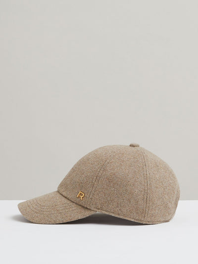 Reiss Fiona wool blend flannel baseball cap in taupe at Collagerie