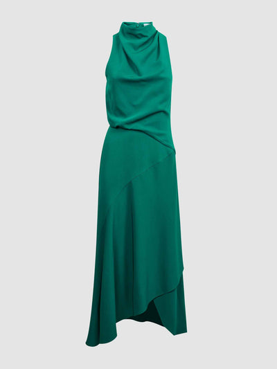 Reiss High-neck draped midi dress in green at Collagerie