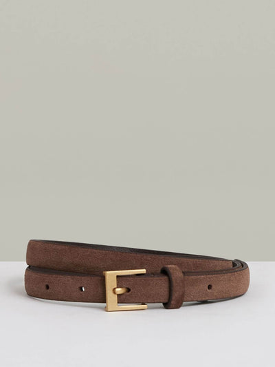 Reiss Holly leather skinny belt in rust at Collagerie