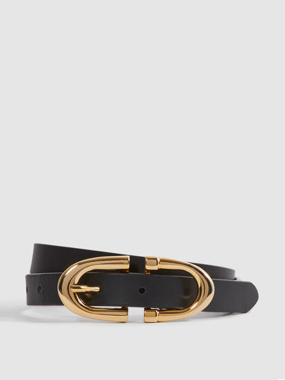 Reiss Bailey horseshoe belt in black at Collagerie