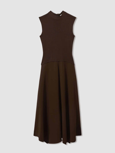 Reiss Lani hybrid knit tie back midi dress at Collagerie