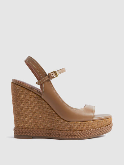 Reiss Abi leather plaited wedge heels at Collagerie