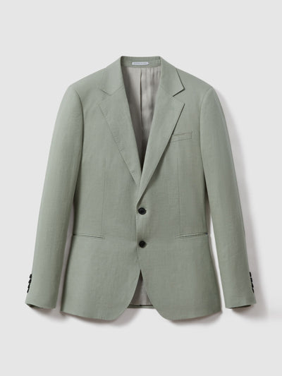 Reiss Kin slim fit single breasted linen blazer at Collagerie