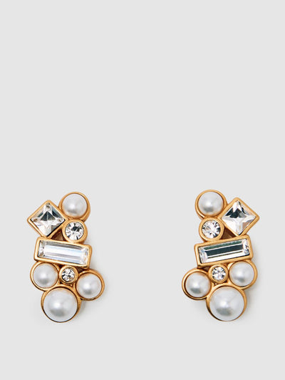 Reiss Gold-tone faux-pearl crystal stud earrings at Collagerie