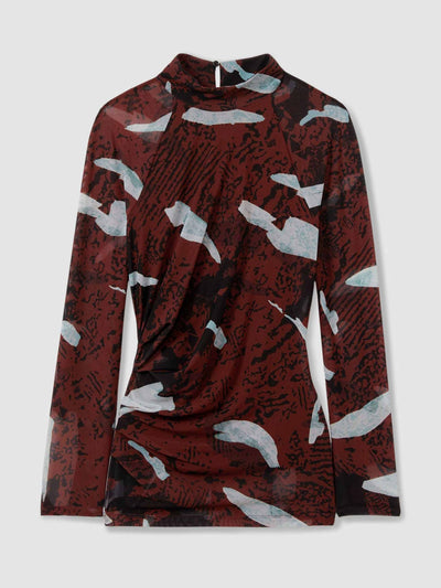 Reiss Vanna printed ruched top at Collagerie