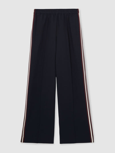 Reiss Robyn petite side-stripe wide-leg trousers in navy at Collagerie