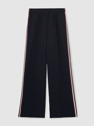 Reiss Robyn side-stripe wide-leg trousers in navy at Collagerie