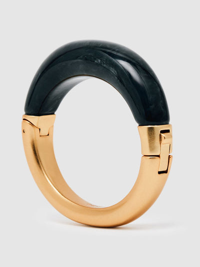 Reiss Salma tone scoop enamel hinged bangle in gold at Collagerie