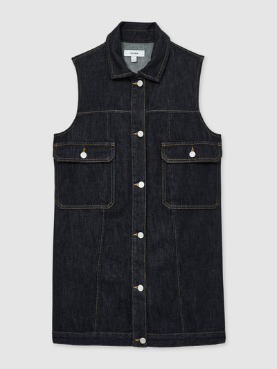 Reiss Brooklyn sleeveless denim shift dress in indigo at Collagerie