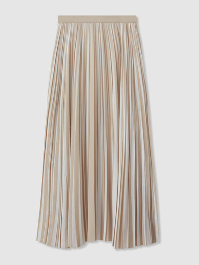 Reiss Lexie striped pleated midi skirt at Collagerie