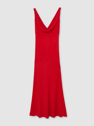 Reiss Vanessa cowl neck sleeveless maxi dress in red at Collagerie