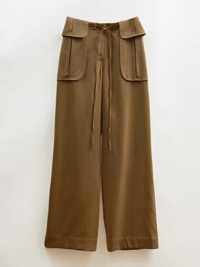 Rejina Pyo Sonia trousers wool blend in olive at Collagerie