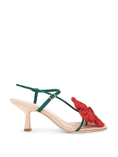Loeffler Randall Frank flower applique heeled sandals at Collagerie